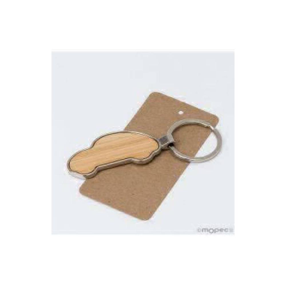 Llavero coche de bamboo y metal
