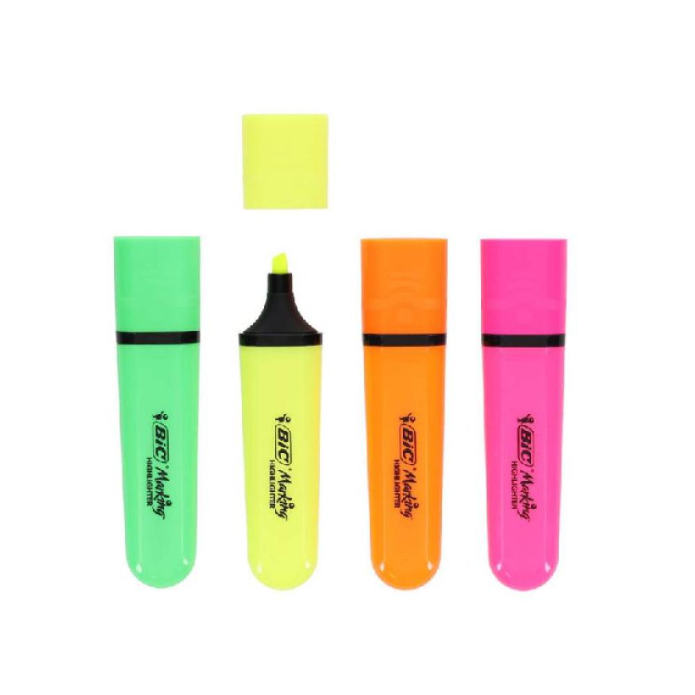 Surligneurs marcado bic plano fluor. pack 4