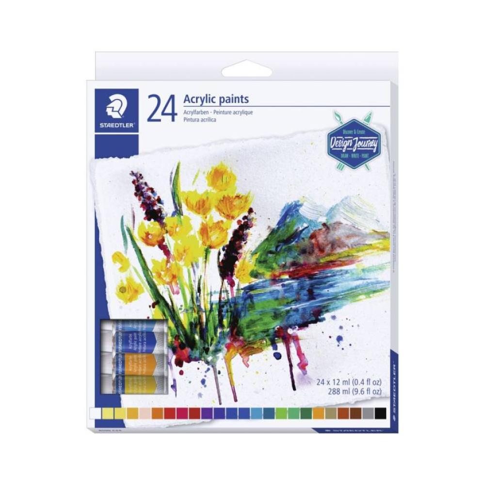 Caja 24 pintura acrilicas altamente pigmentadas staedtler