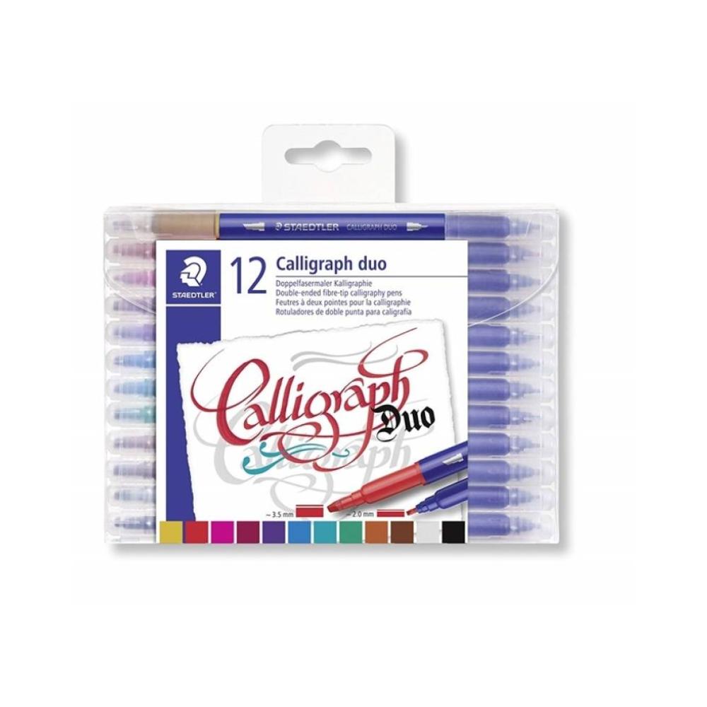 Caja 12 rotuladores de doble punta lettering staedtler