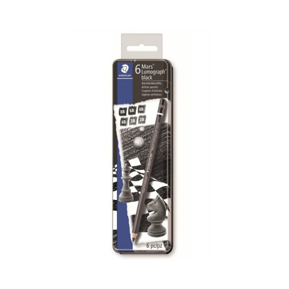 Caja de 6 lapiceros staedtler metal 8b 7b 6b 4b 2b hb