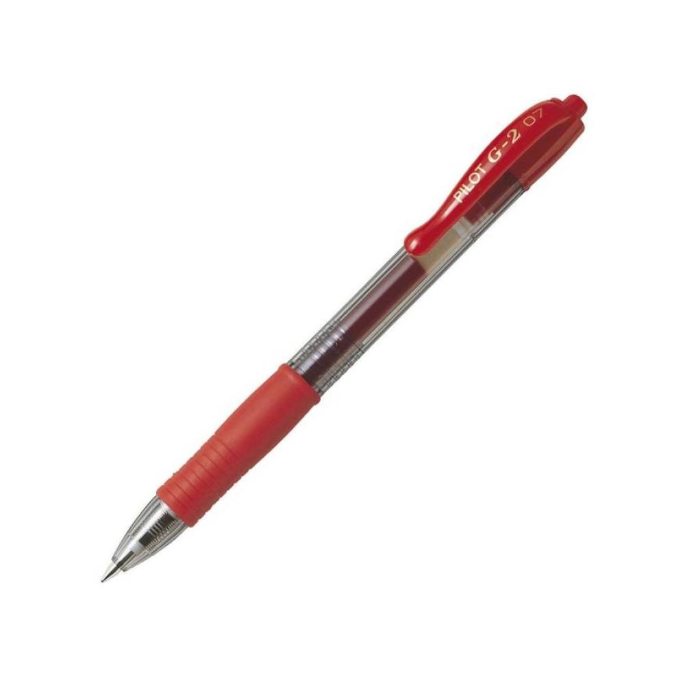 Boligrafo pilot g2 rojo tinta gel retractil sujecion de caucho