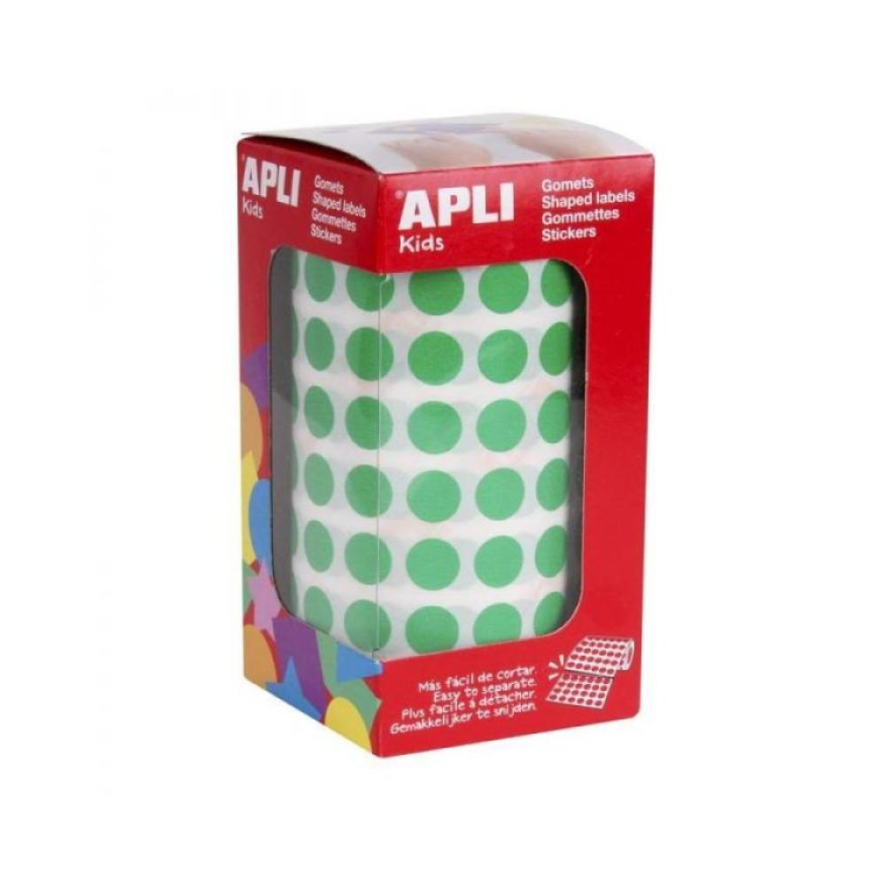 Gomets rollo circulos verde adhesivos 10,5mm apli ref. 4854