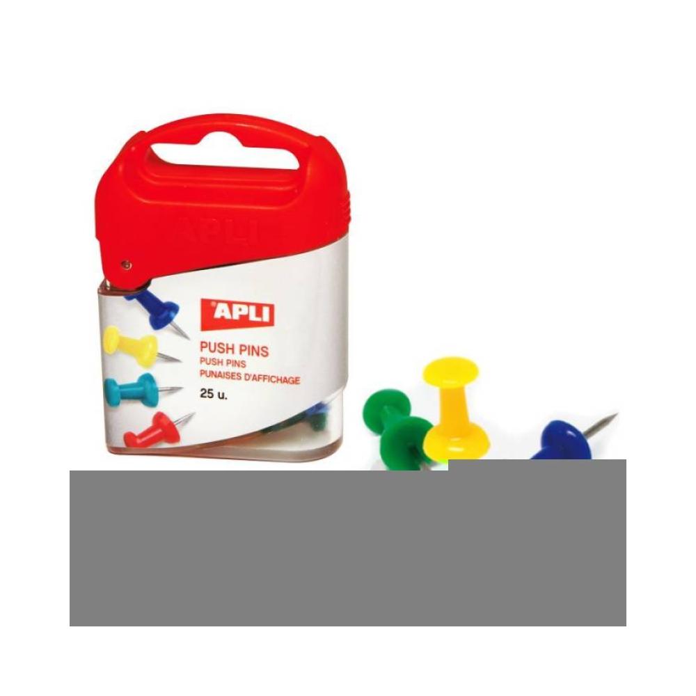 Caja agujas push pins surtido 25unid.