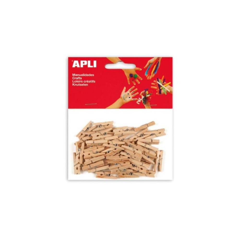 Apli pinzas de madera mini 25x3 mm color natural pack 45