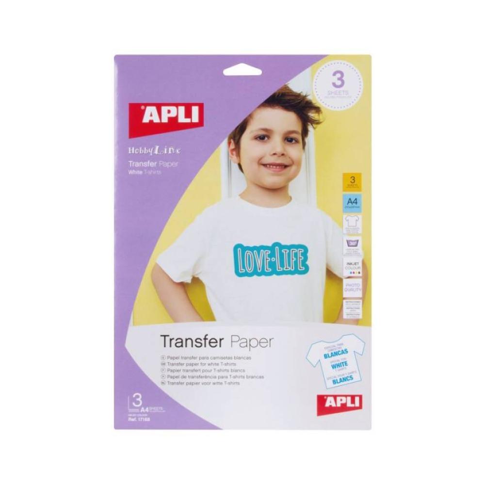Apli papel 17168 transfer inkjet a4 p/ 3