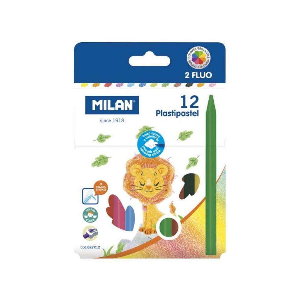 Caja 12 plastipastel redondos con 2 colores fluor milan