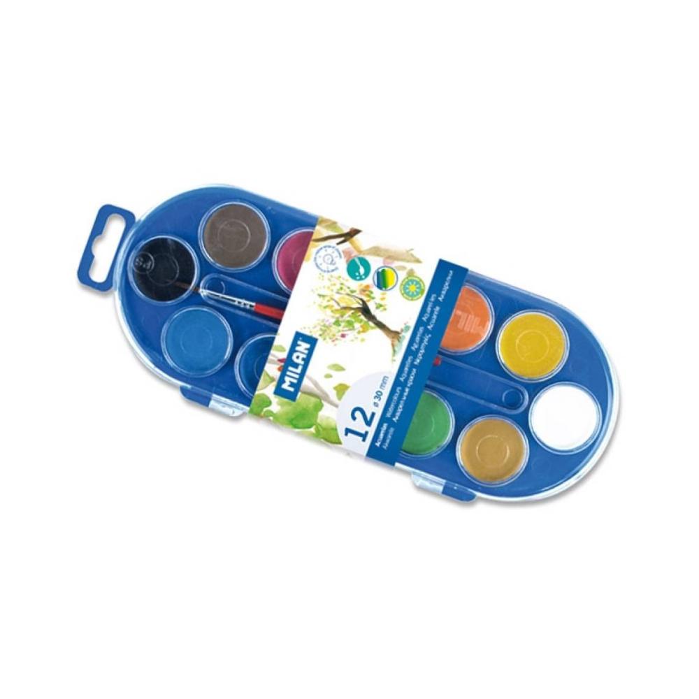 Acualeras 12 colores con pincel milan