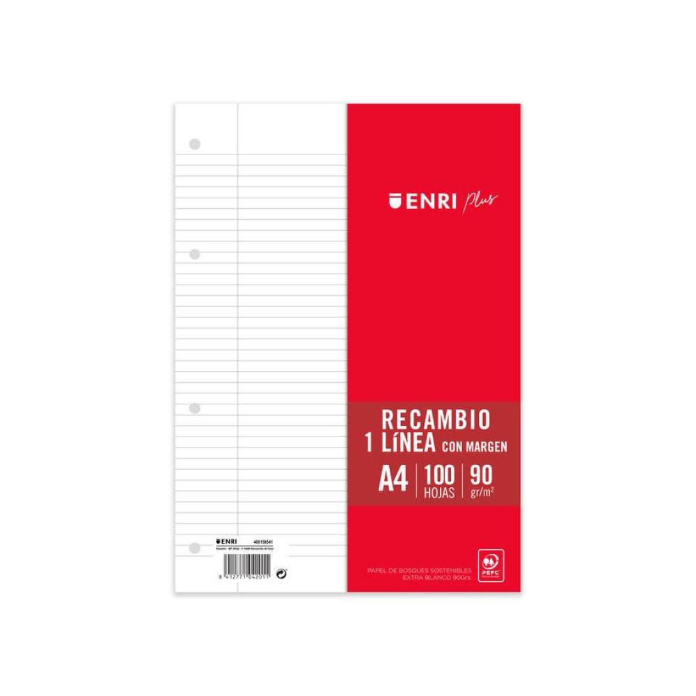 Recambio folio 100h horizontal 4 taladros enri