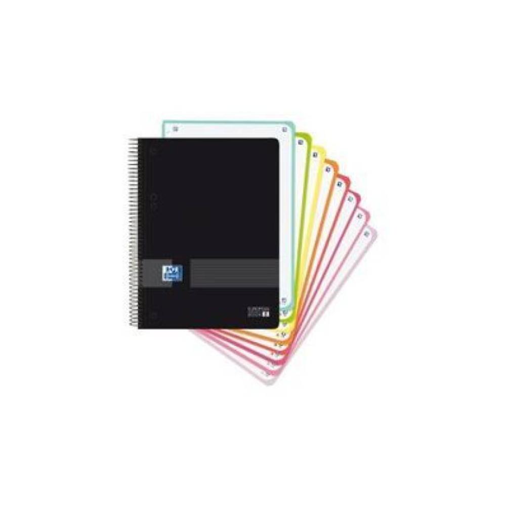 Cuaderno a5+ tapa plastico 8 colores 160h negro