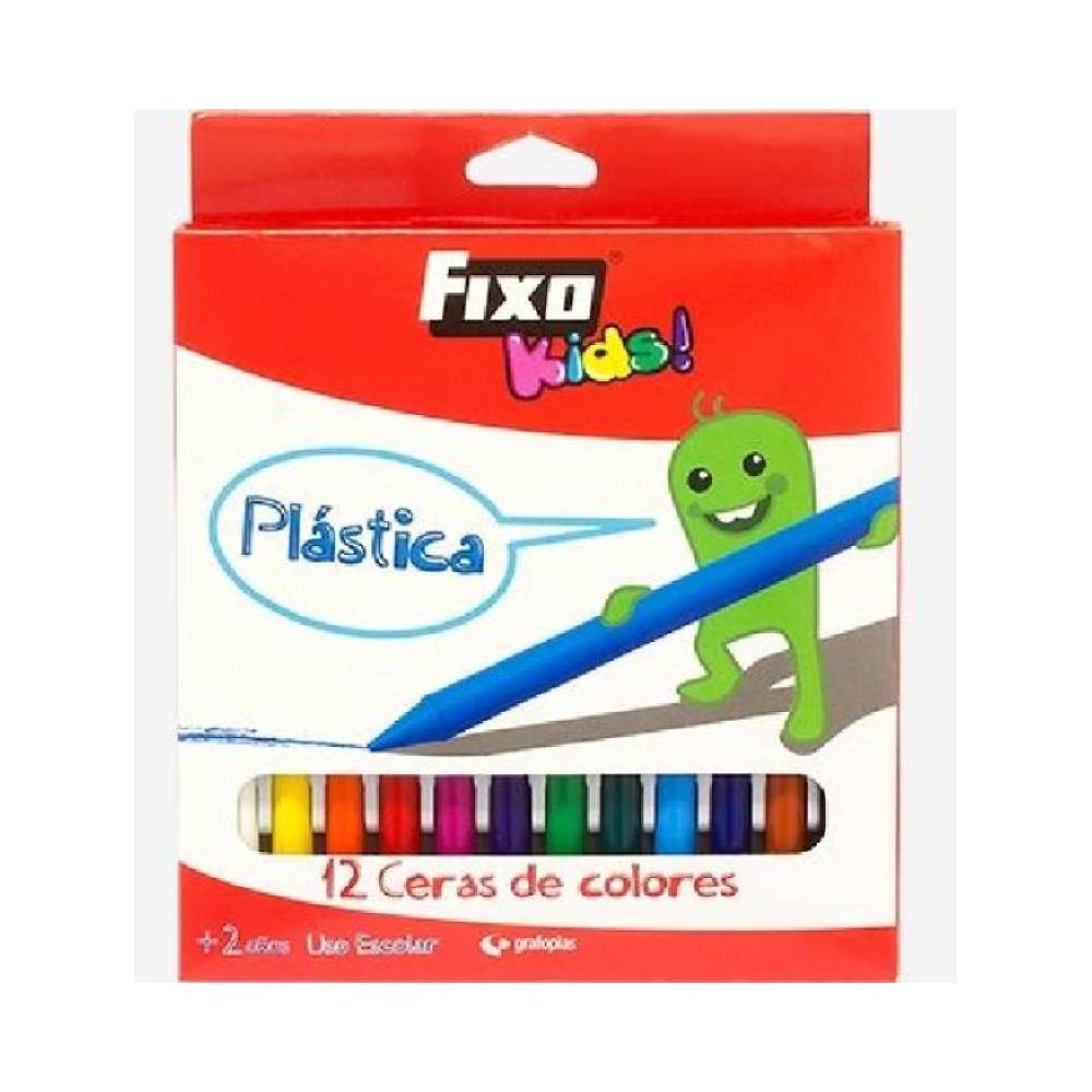 Caja 12 ceras plast.fixo kids