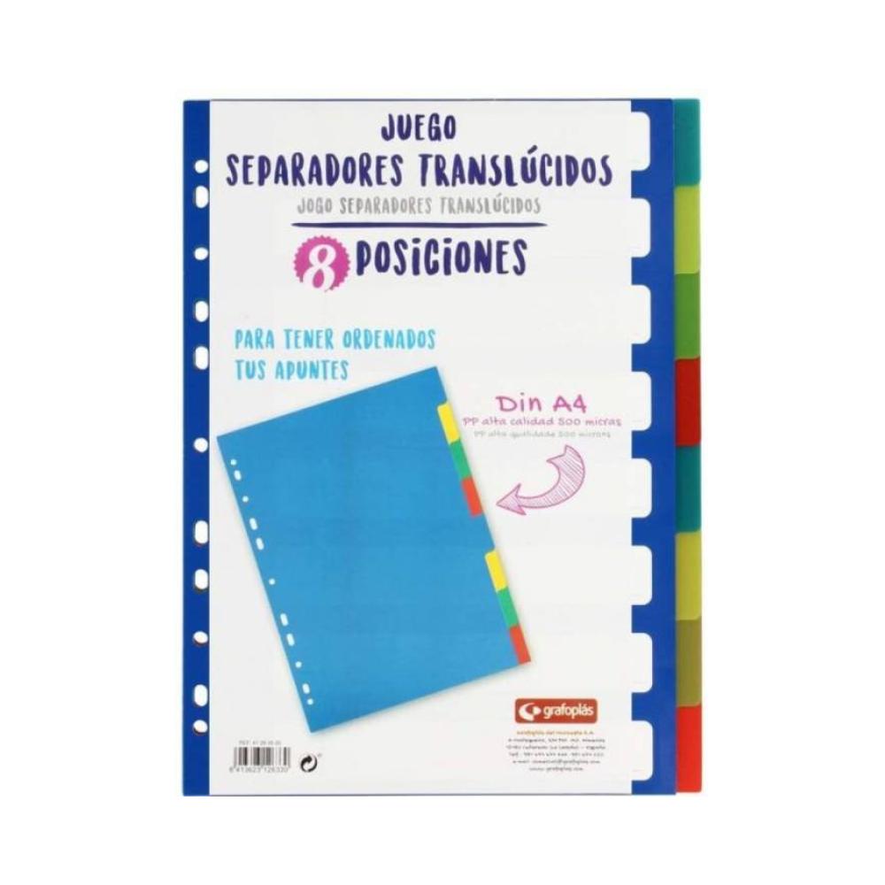 Juego 8 separadores a4 translucidos pp 0,5