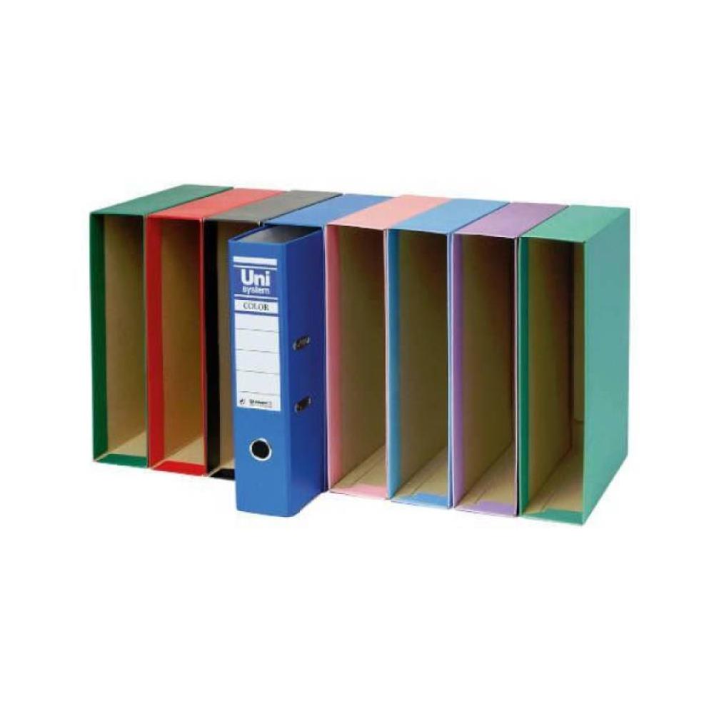Caja archivador folio azul palanca cartón