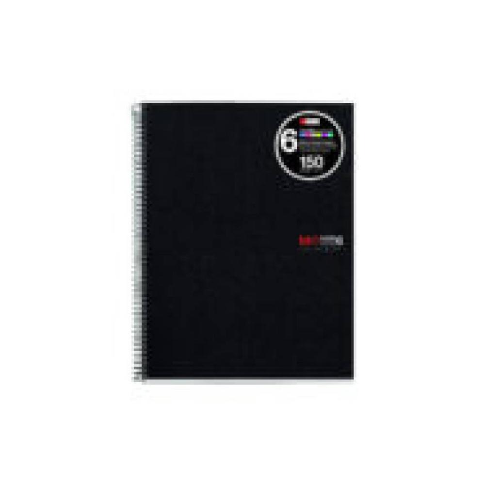 M.r. note book-6 a-4 rayado horizontal 5x5 150h negro de 70 g/m2