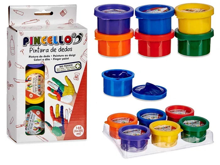 Set 6 botes pintura dedos surtidos
