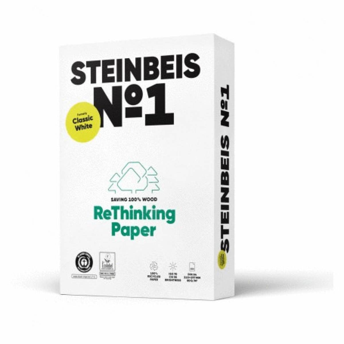 Papel 500 hojas a4 80g steinbeis classicwhite reciclado
