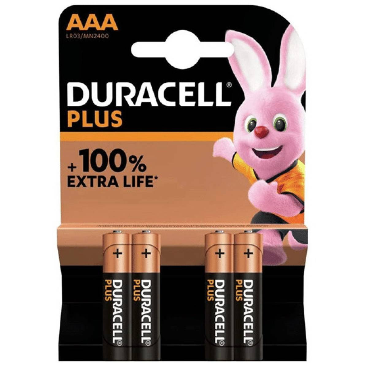 Pilas Alcalinas AAA Duracell Plus, paquete de 4