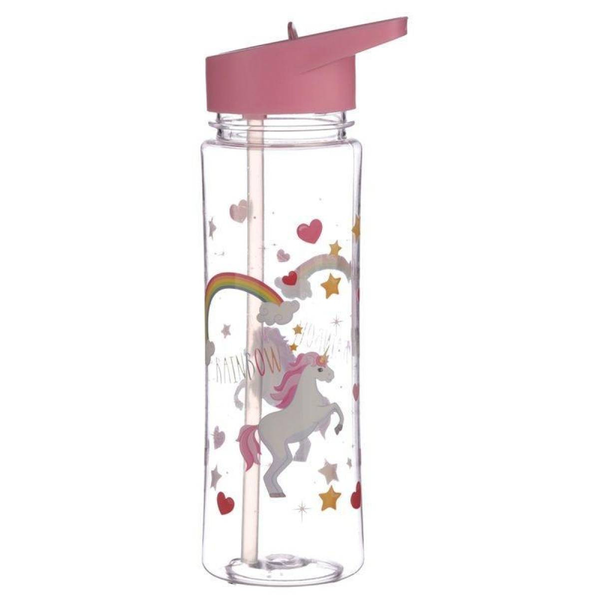 Botella inastillable con pajita y asa Unicornio
