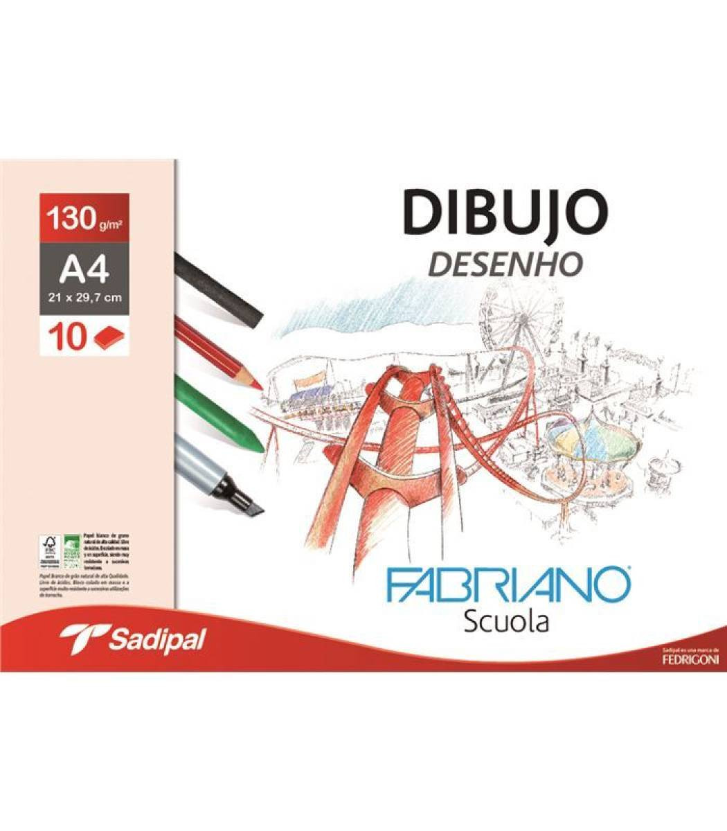 Papel de dibujo Fabriano - A4 - 130 g - Pack 10 hojas