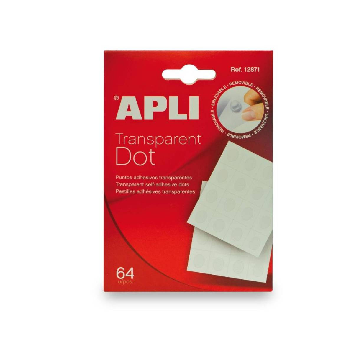 Puntos adhesivos transparentes apli