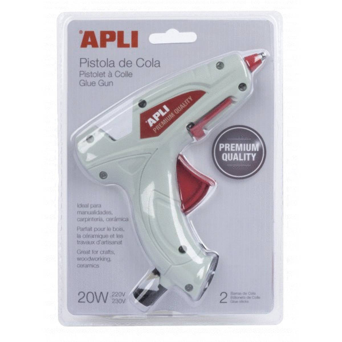 Pistola de silicona 20 w premium y 2 barras de silicona apli