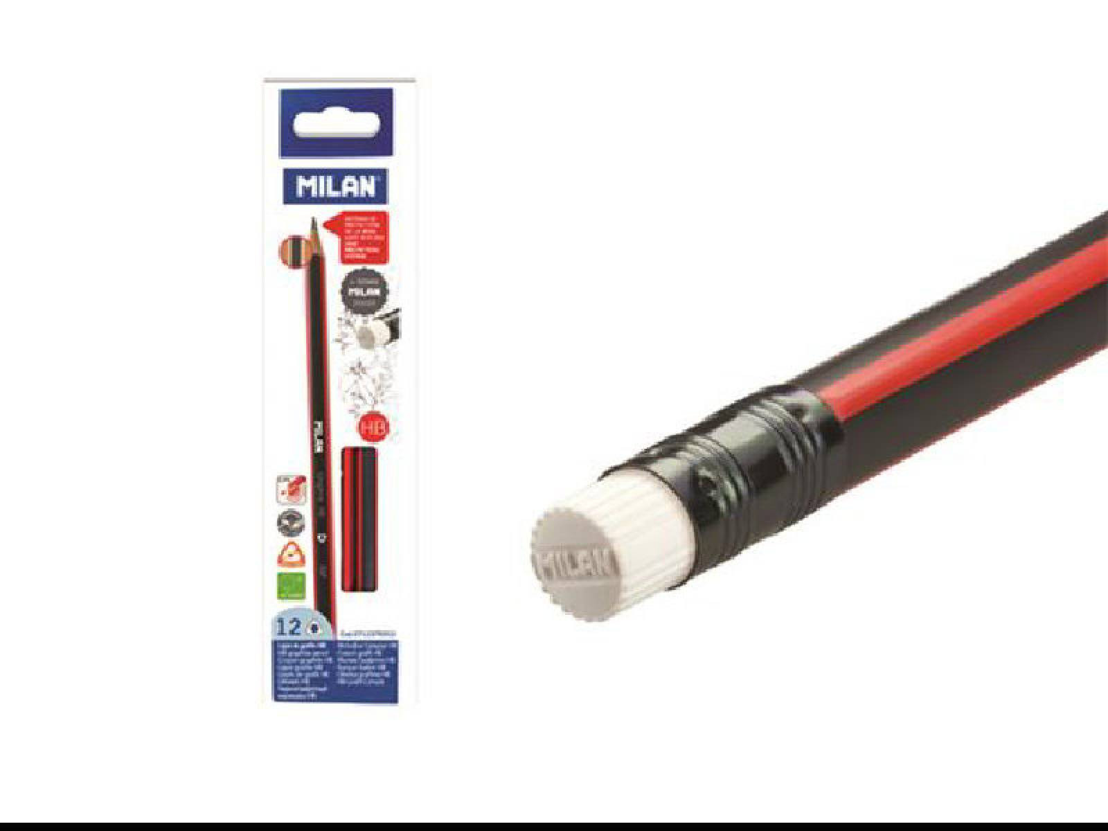 LÁPIZ TRIANGULAR MILAN GRAPHITE B CON GOMA