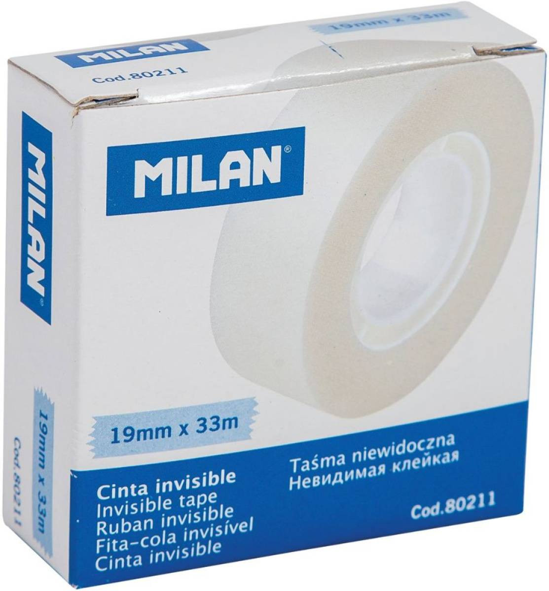 Cinta adhesiva invisible mate 19 mm x 33 mm milan