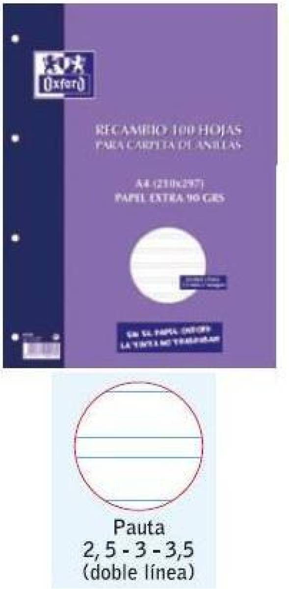 OXFORD RECAMBIO OXFSCOOL A4 100H 90G P3,5/M TB
