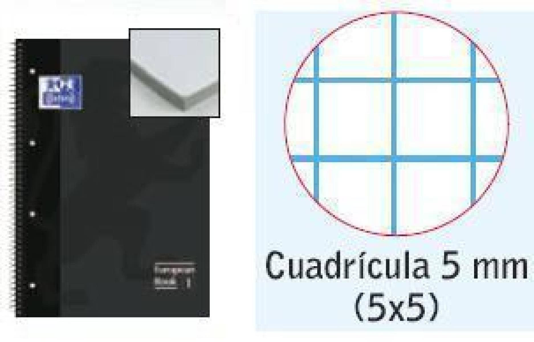 Bloc 5x5 a4 classic europeanbook 1 negro tapa extradura cuaderno espiral microperforado 80 hojas scribzee oxford