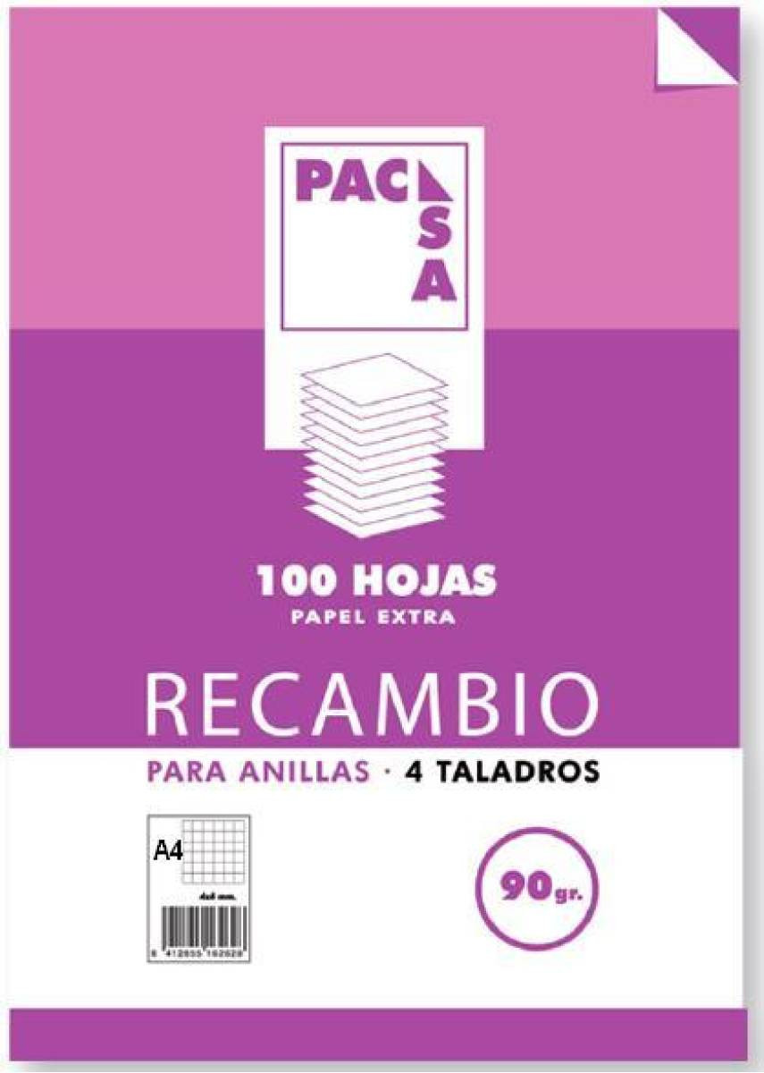 RECANVI A4 100H 4 TALADROS 90G CUAD.4X4 C/M PACSA