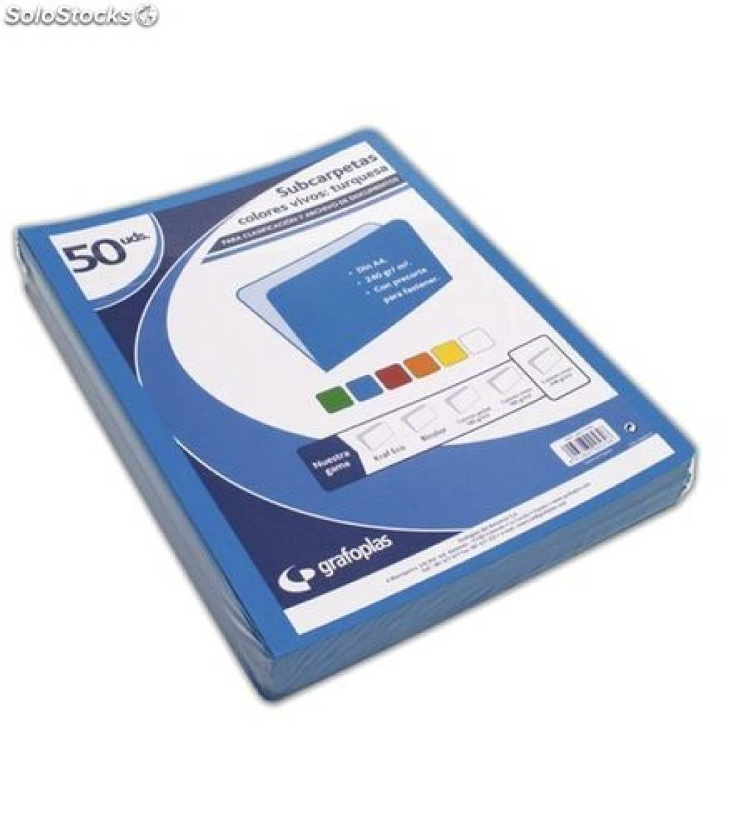 Paquete 10 subcarpetas grafoplas fº azul 77120