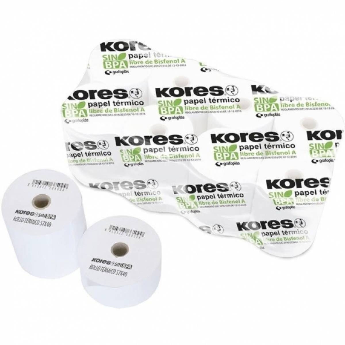 Kores Rollo de papel térmico sin BPA 80 x 60 x 12 mm 55gr