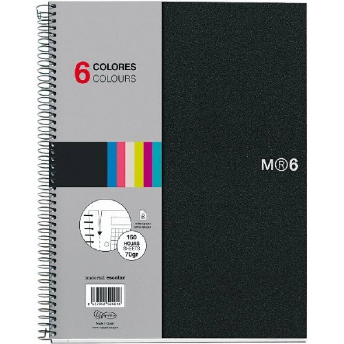 Bloc notas A5 6 colores tapa polipropileno