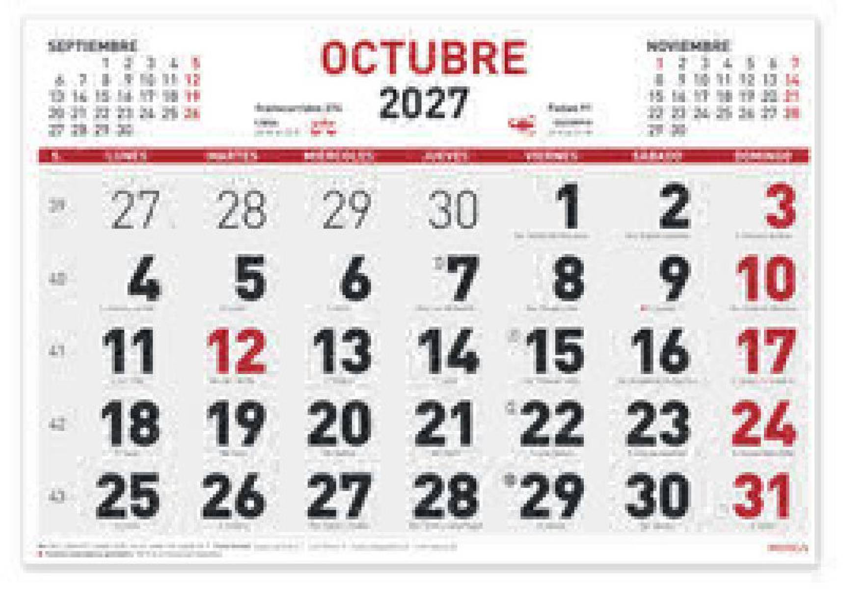 Calendario Myrga Castellano 30x25