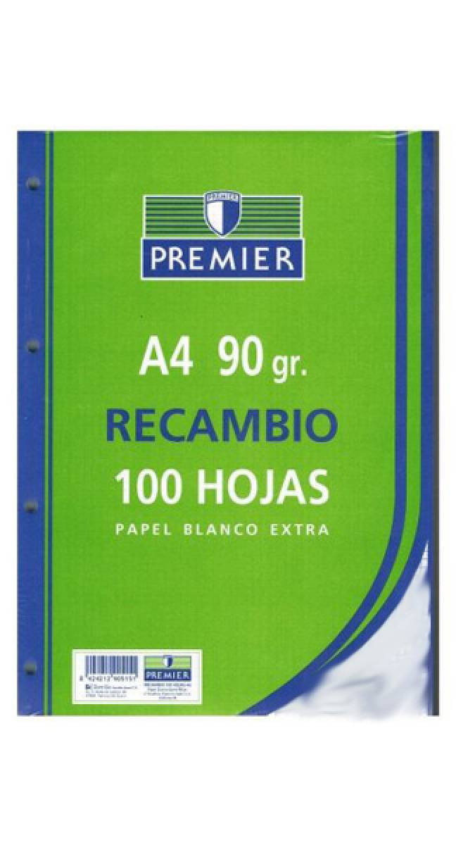 Recambio A4 100h 4 taladros 90g cuad.3x3 c/m PREMIER